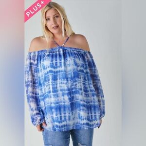 NWT! Plus Size Tie-Dye Off-Shoulder Women's Top Sizes 1X 2X 3X
